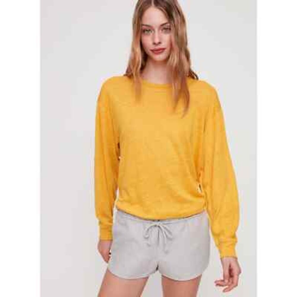 Aritzia Wilfred Free Habitus Linen Blend Drawstring Shorts Grey Size Medium